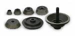 Wheel balancer multi-piece wheel mounting adapter kit comes with quick-chuck kit, adjustable flange plate and stud kit and a standard cone kit. Ranger