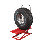 Wheel balancer lowered wheel lift